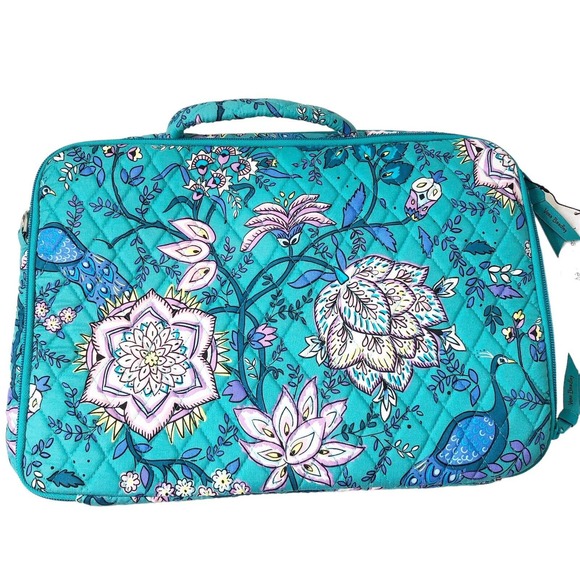 Vera Bradley NWT Laptop Workstation Quilted Crossbody Bag in Peacock Garden
